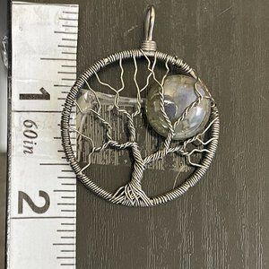 Black Wired Tree Pendant with Moon